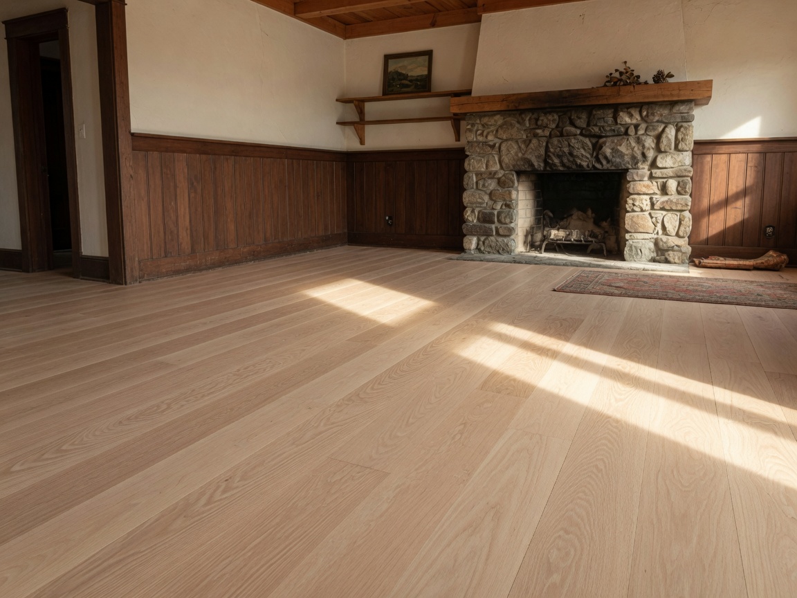 White oak hardwood floors in a cottage living room